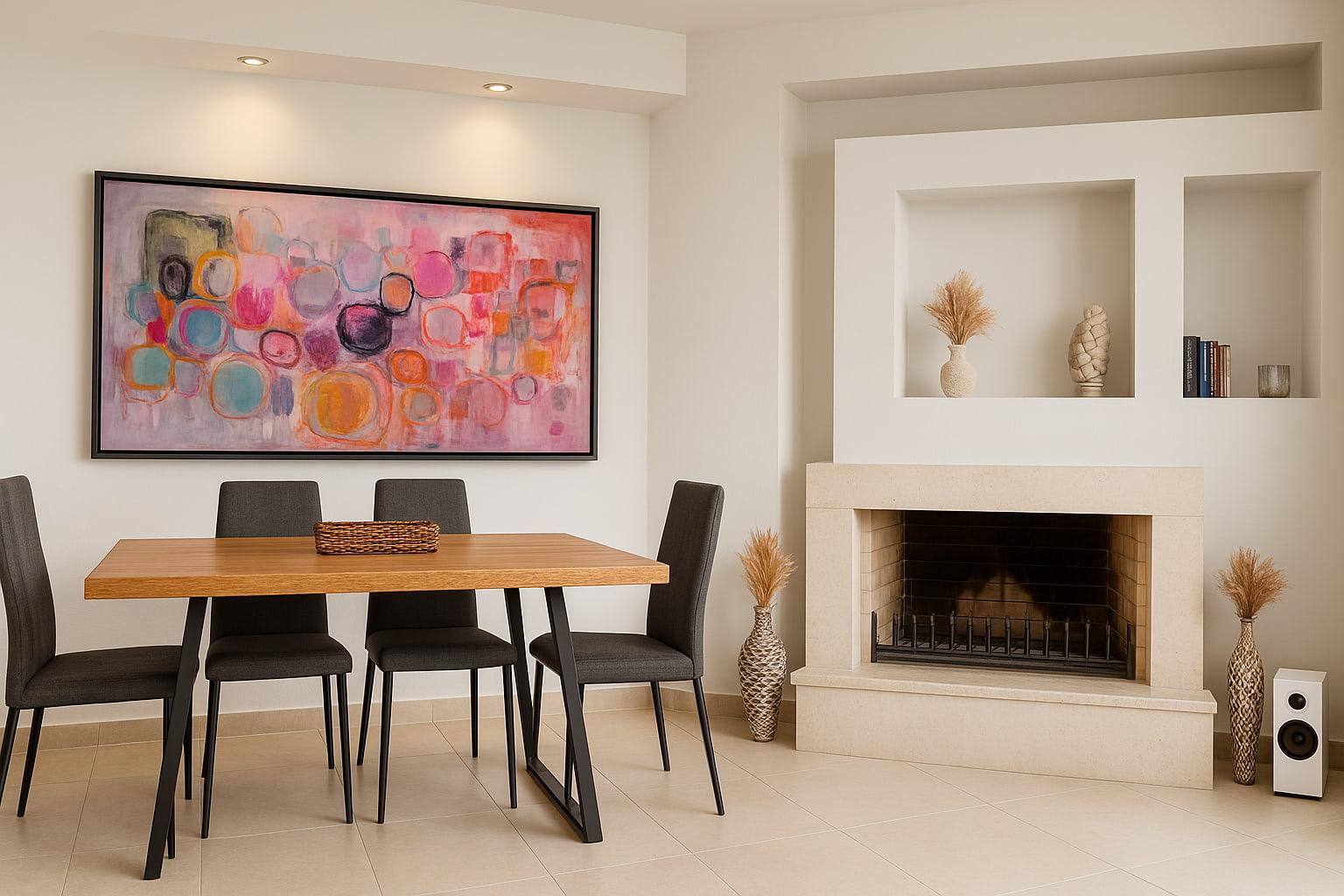 The open living and dining room