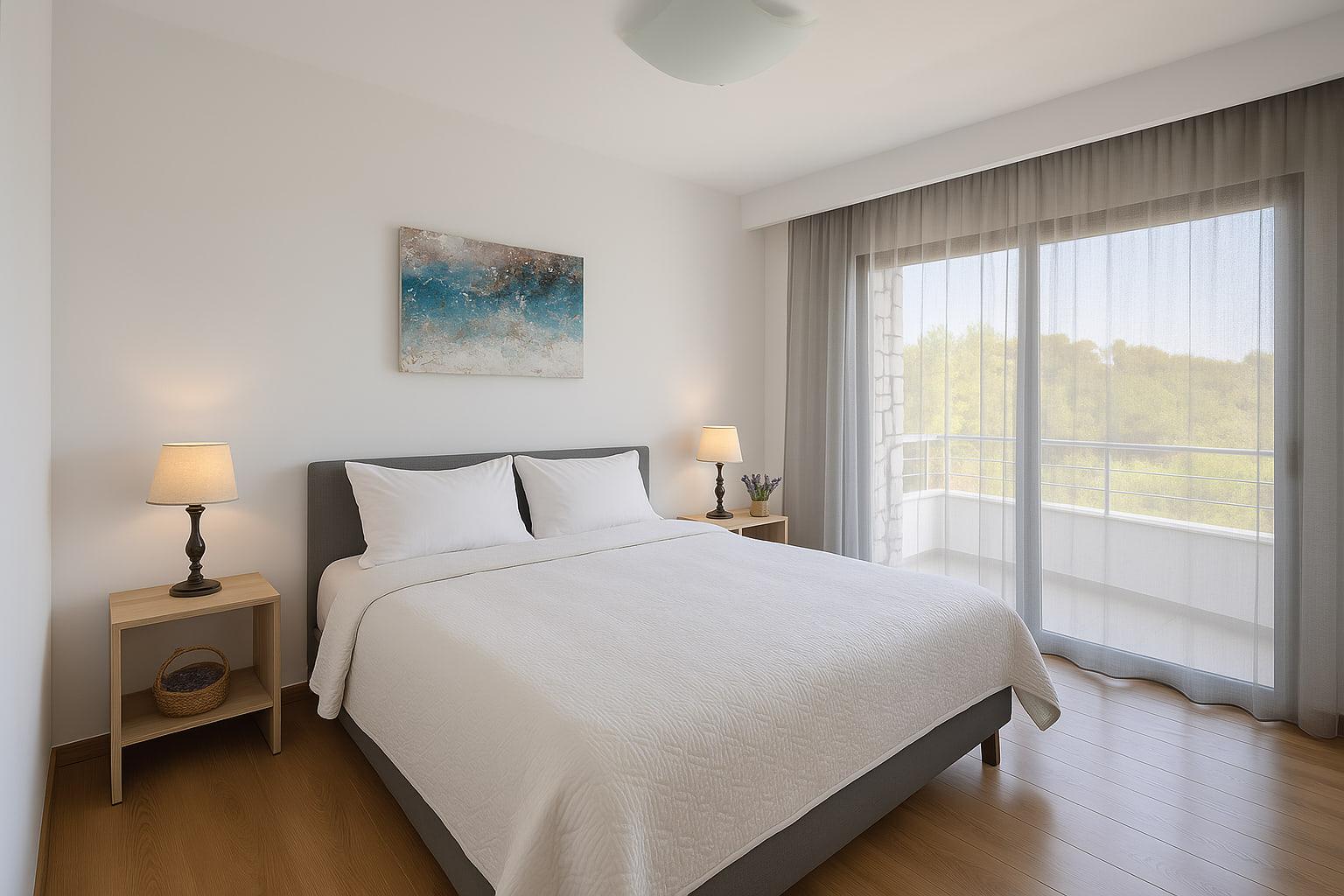 The master bedroom, facing the sea