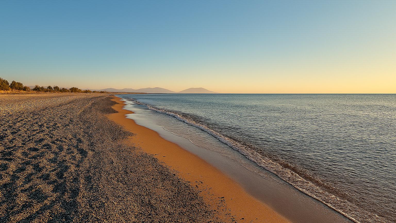 The view east — sunrise arrives over open water